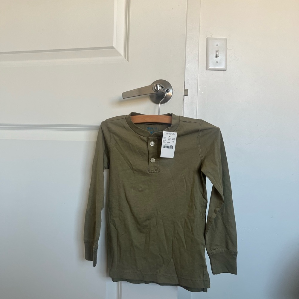 Crewcuts Olive Long Sleeve Kids Henley Tee